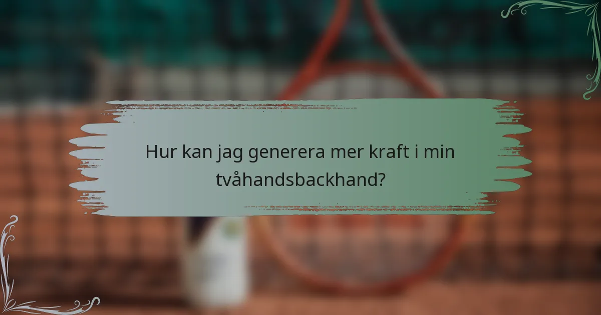 Hur kan jag generera mer kraft i min tvåhandsbackhand?