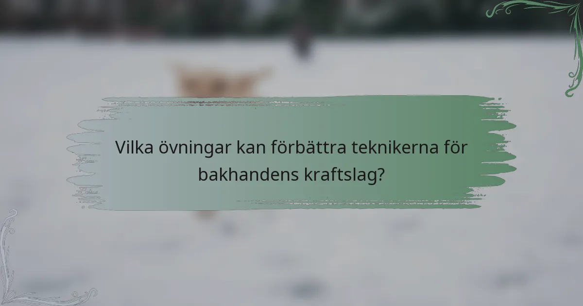 Vilka övningar kan förbättra teknikerna för bakhandens kraftslag?